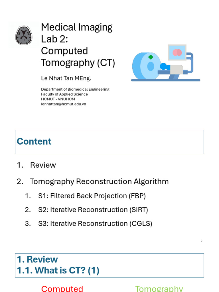 CT Imaging and Reconstruction Techniques | PDF | Tomography | Computer ...