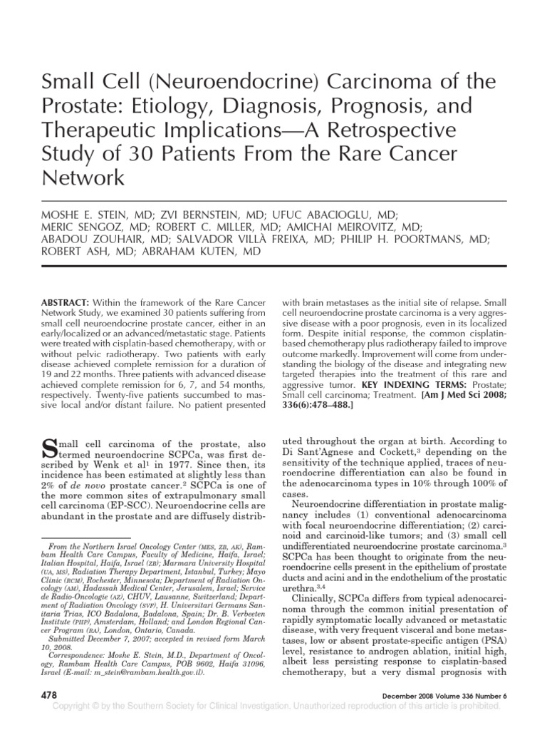 Small Cell Neuroendocrine Carcinoma of T | PDF | Prostate Cancer ...