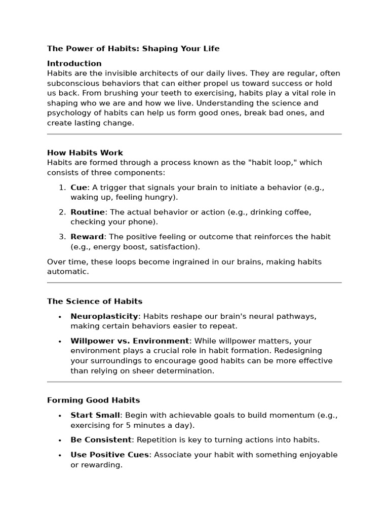 Mastering Habit Formation and Change | PDF | Habits | Behavioural Sciences