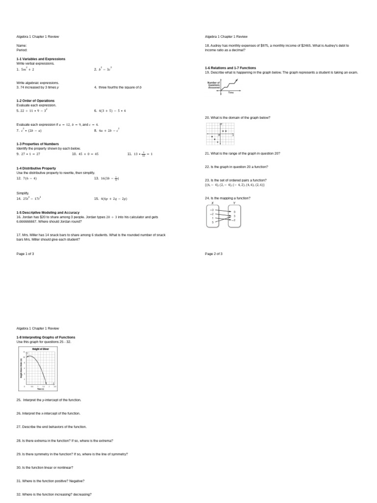 A1 Chapter 1 Review | PDF | Function (Mathematics) | Applied Mathematics