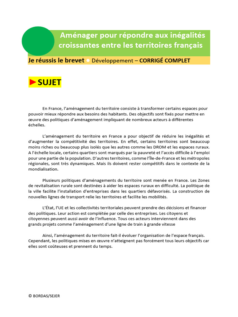 Aménagement du territoire en France | PDF
