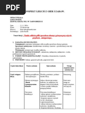 Konspekt Lekcji Z Gier I Zabaw