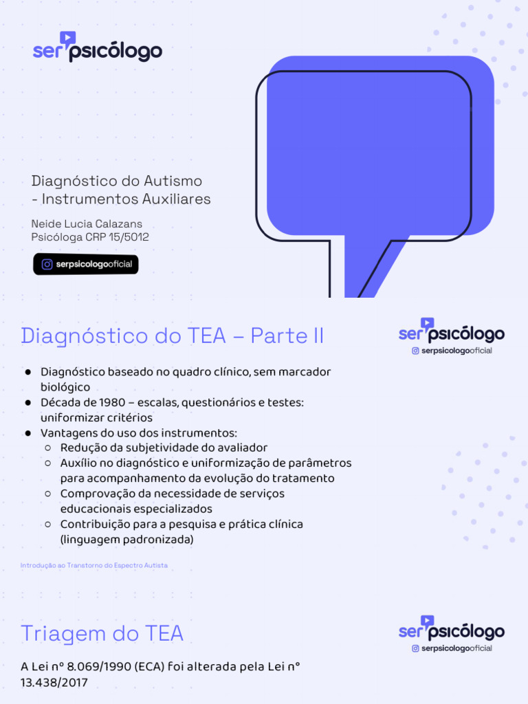 Diagnóstico do Transtorno do Espectro Autista | PDF | Autismo | Psicologia