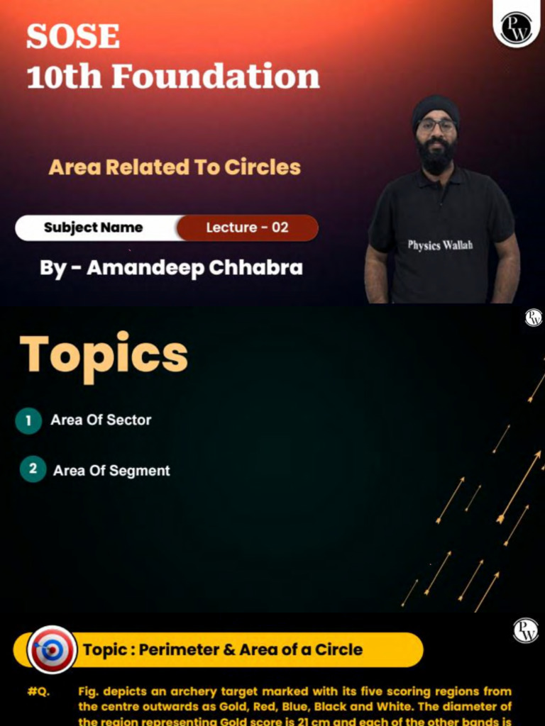 Areas Related To Circles - 02 - Class Notes - (10th Foundation) | PDF