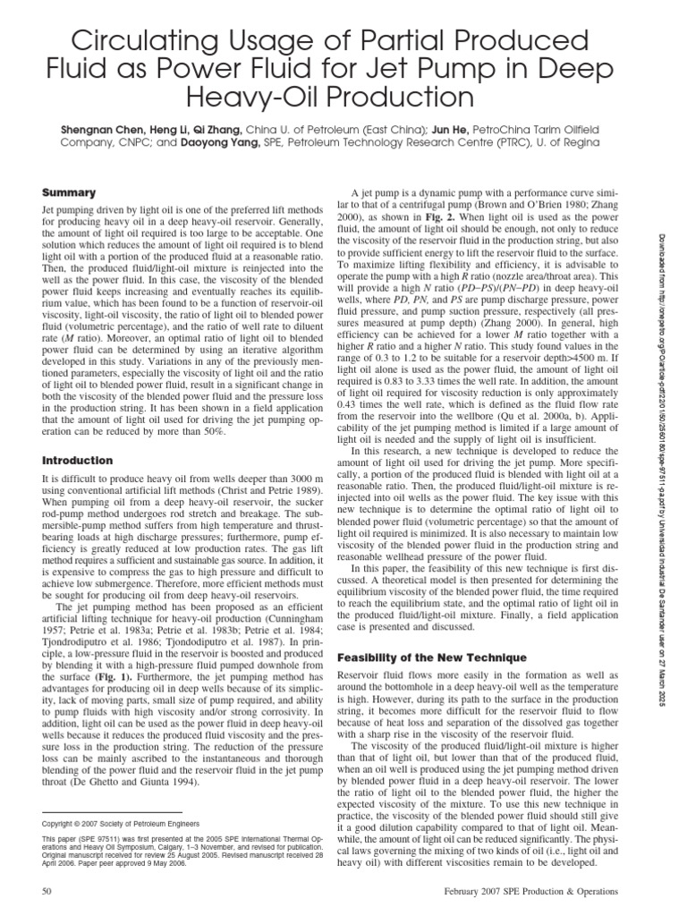 Optimizing Jet Pumping for Heavy Oil | PDF | Pump | Viscosity