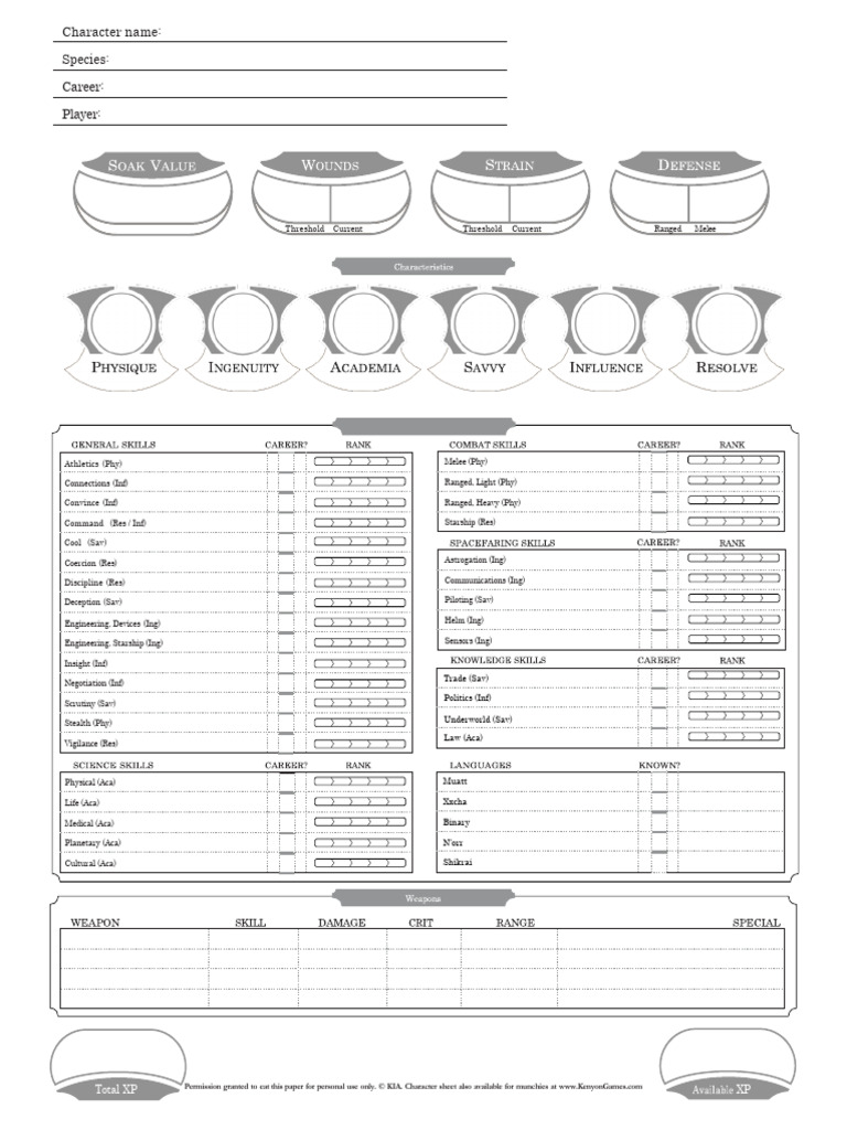 Ti4 Geneys Character Sheet (Kenyon Custom) v6.1 | PDF