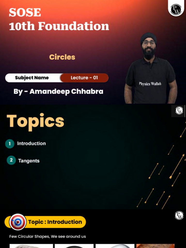 Circles - 01 - Class Notes - (10th Foundation) | PDF