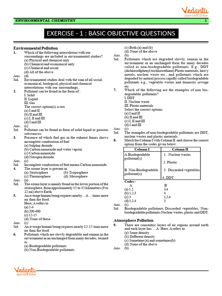 Environmetal Chemistry EX-1 | PDF | Smog | Atmosphere Of Earth