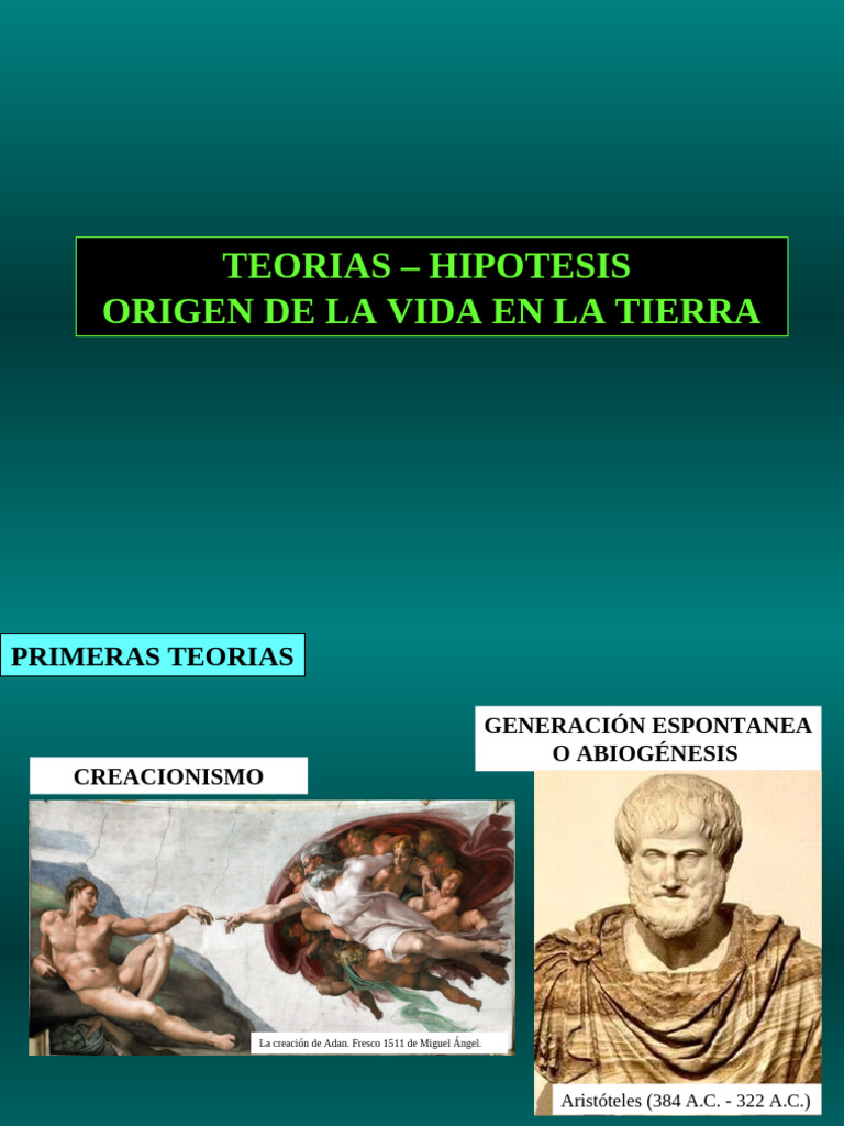 Teorías sobre el Origen de la Vida | PDF | Taxonomía (biología) | Biología