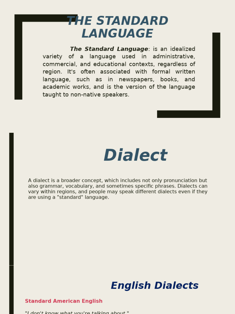The Standard Language | PDF | English Language | Dialect