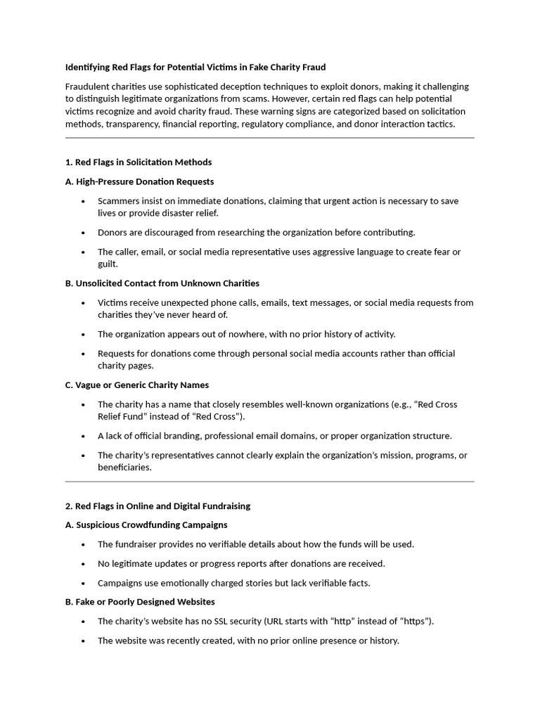 Spotting Fake Charity Red Flags | PDF | Charitable Organization ...