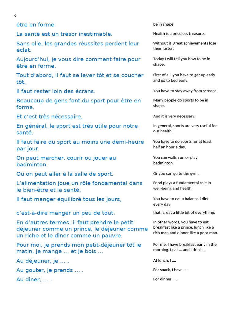 Conseils pour rester en forme | PDF
