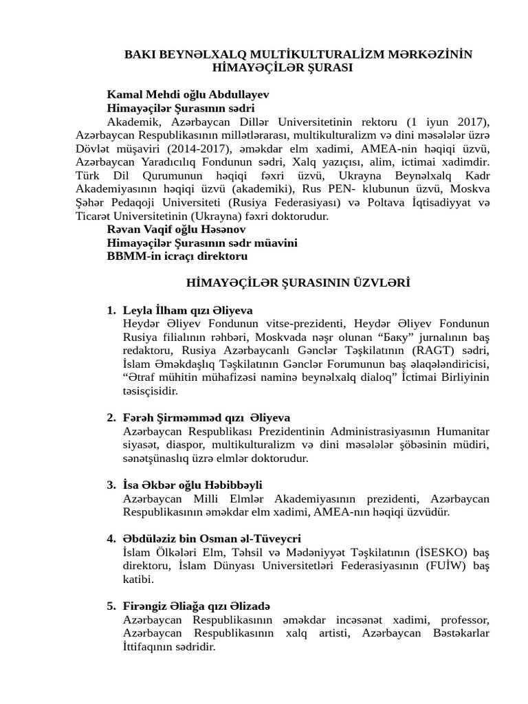 BBMM Hi̇mayəçi̇li̇k Şurasi | PDF