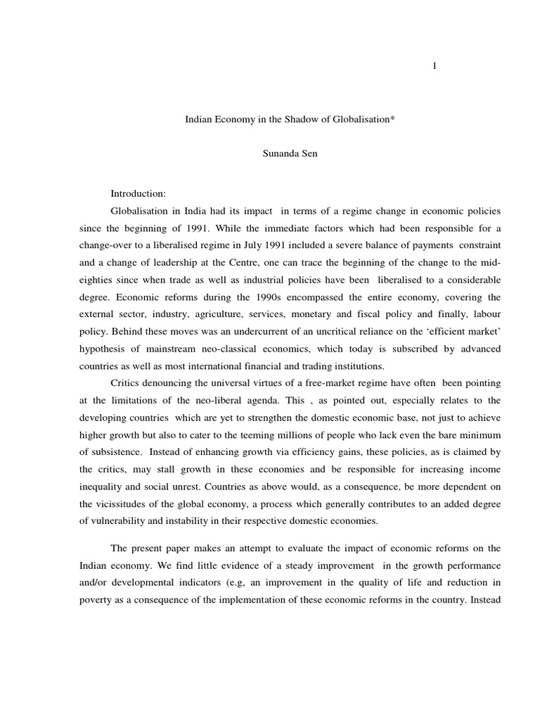 Impact of Globalisation on Indian Economy | PDF | Government Budget ...