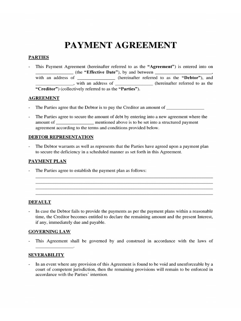 Payment Agreement Template Signaturely - 1 | PDF