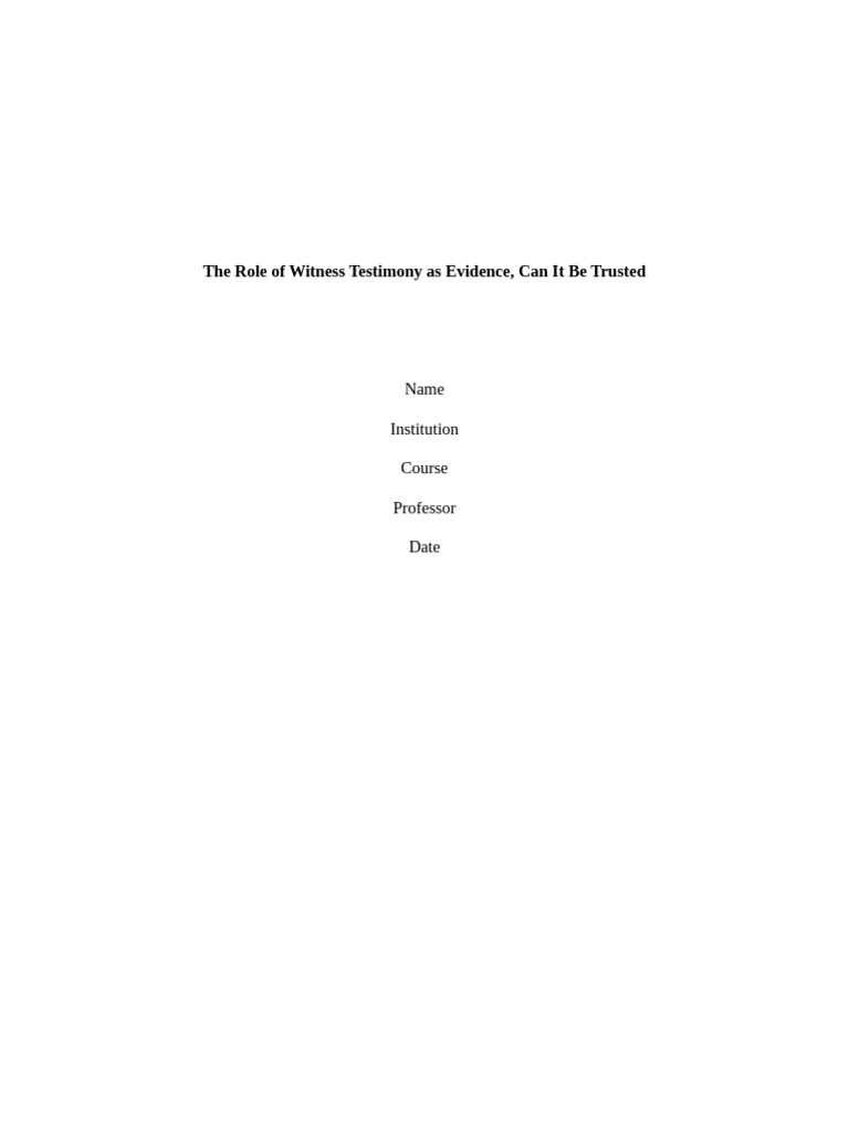 Trustworthiness of Witness Testimony | PDF | Witness | Justice