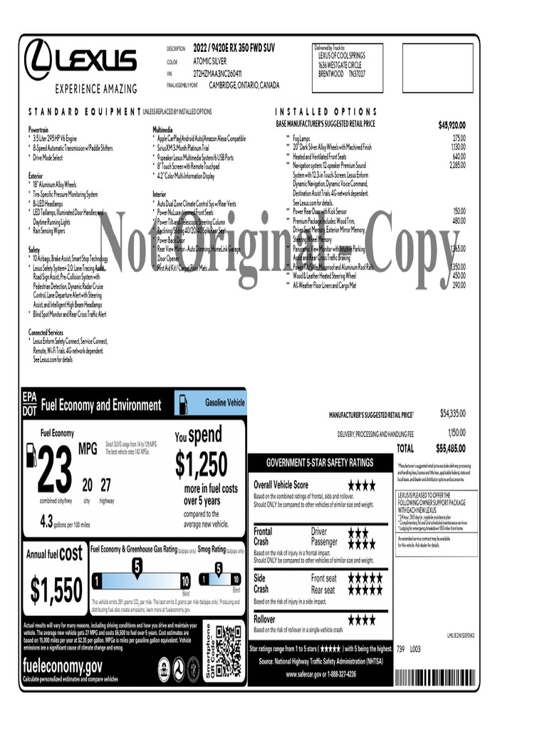 window-sticker-6 | PDF | Car Body Styles | Wheeled Vehicles