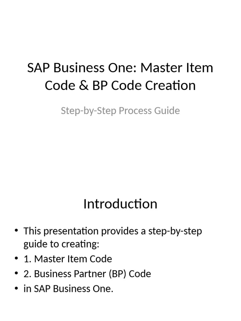 Creating Master Item & BP Codes in SAP B1 | PDF