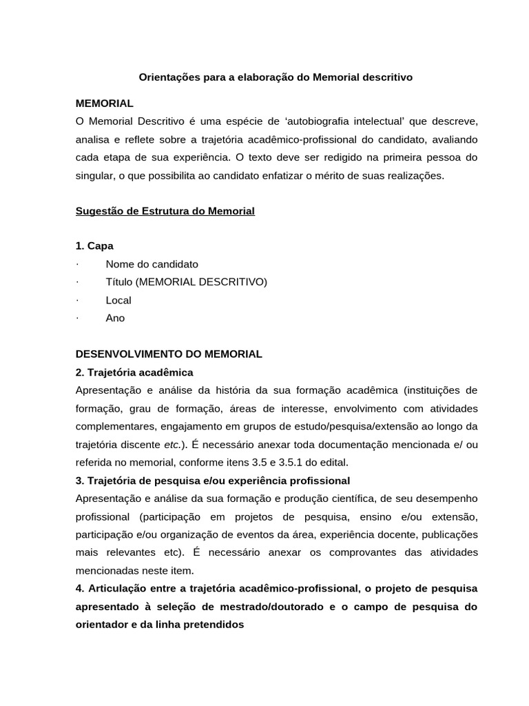 Guia para Elaborar Memorial Descritivo | PDF