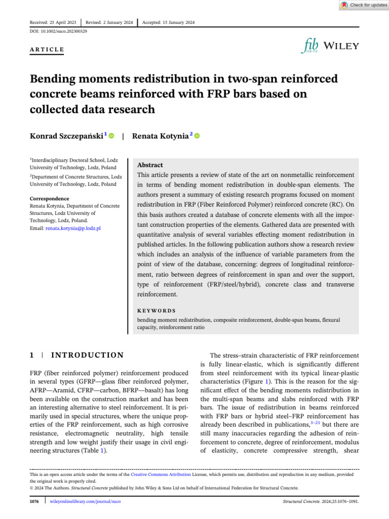 Bending Moment Redistribution in FRP Beams | PDF | Bending | Fibre ...