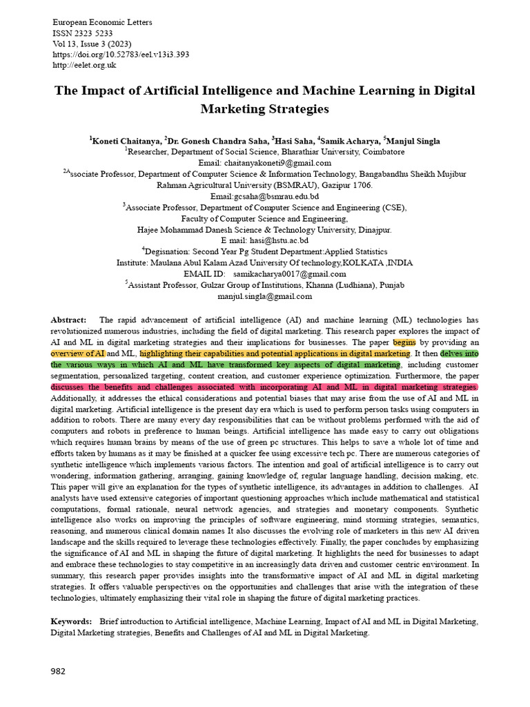 AI and ML Transforming Digital Marketing | PDF | Machine Learning ...