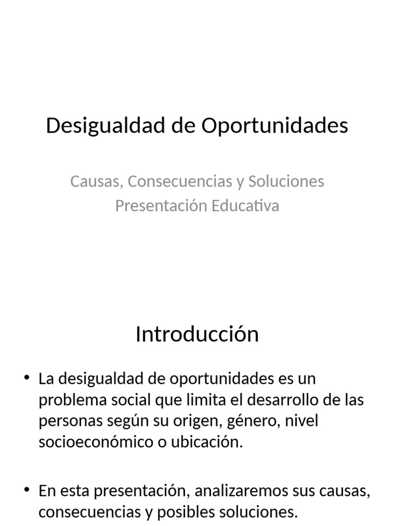 Desigualdad de Oportunidades Detallada | PDF | Desigualdad social ...