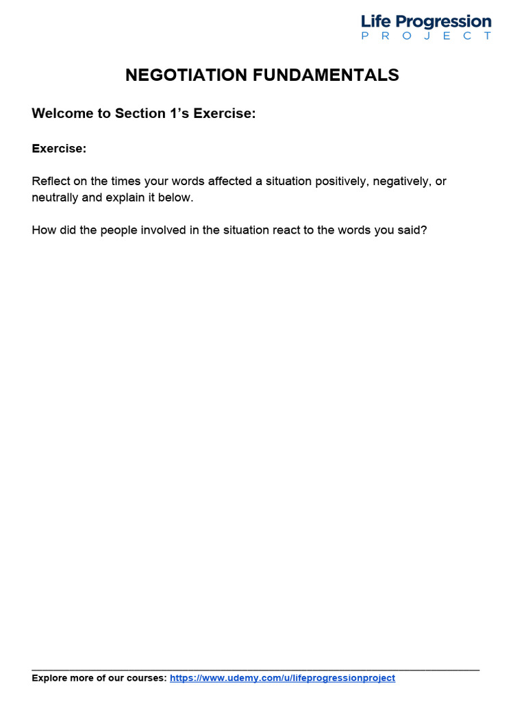 Negotiation+Fundamentals+ +Exercise+1 | PDF
