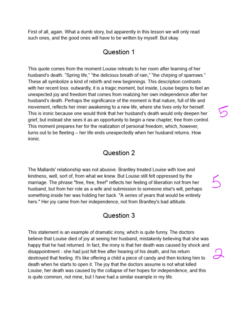 Edited - The Story of An Hour - Some Irony and Figurative Language | PDF