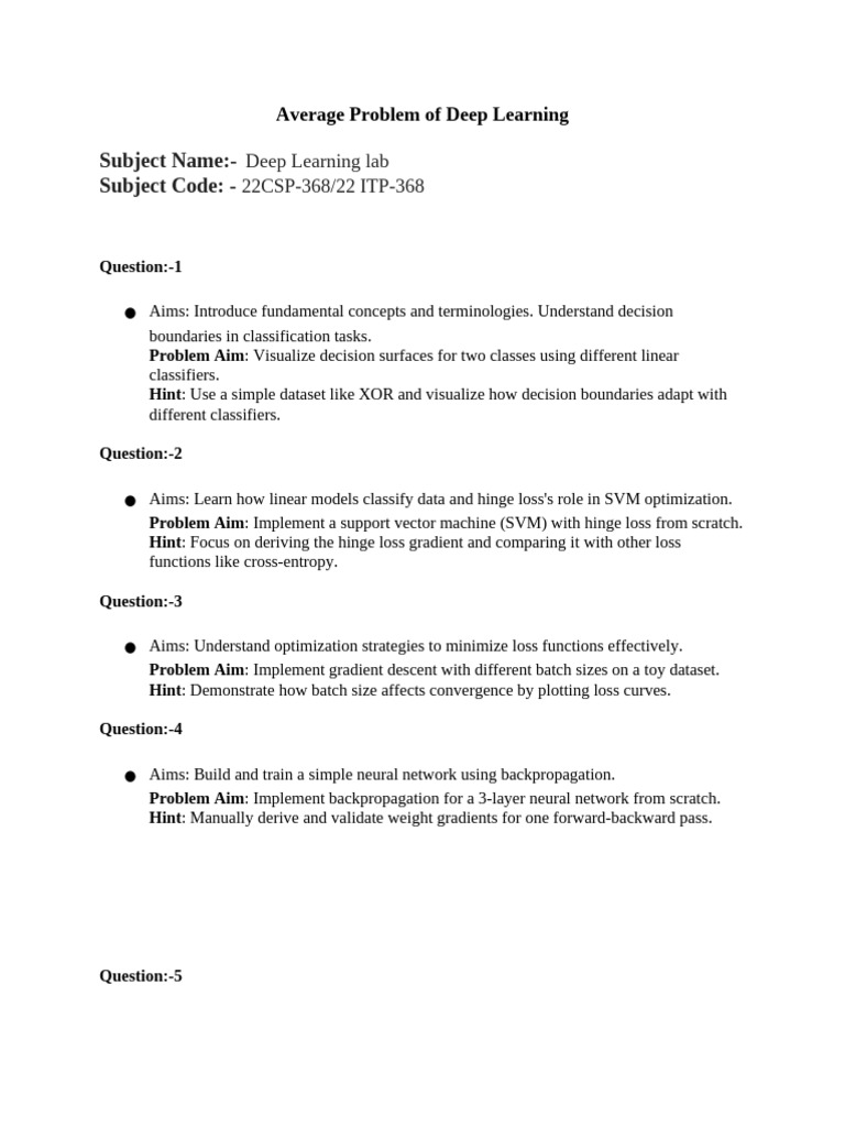 Deep Learning Lab: Key Problems & Solutions | PDF | Deep Learning ...
