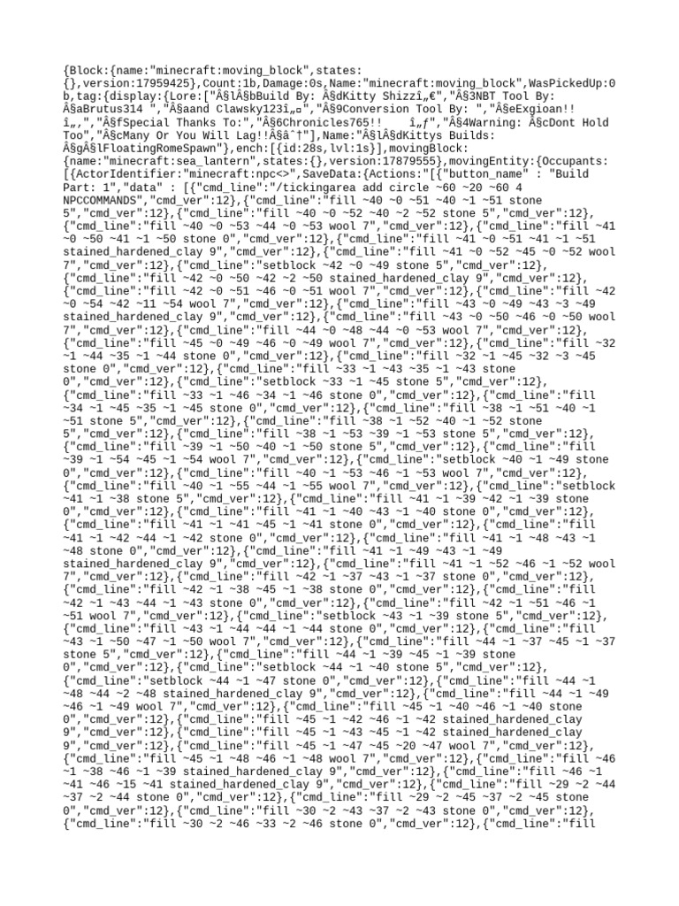 Minecraft Moving Block NBT Data | PDF