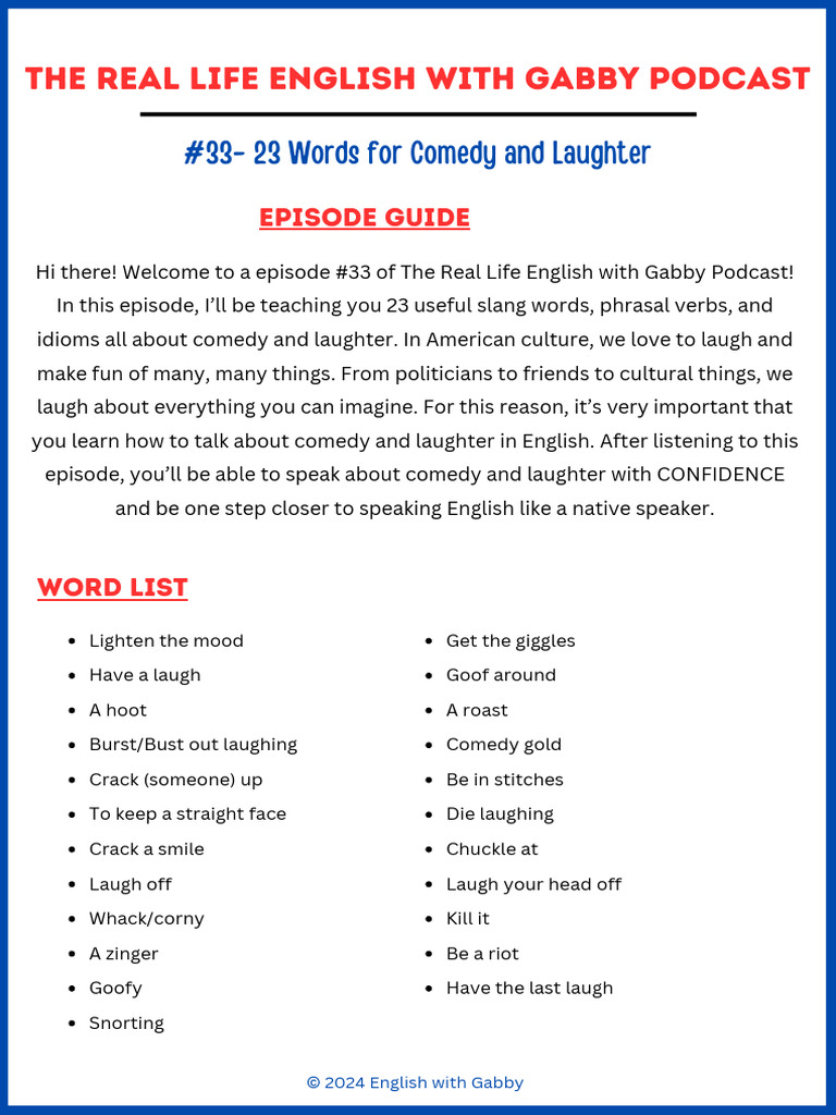 Words For Comedy and Laughter | PDF | Laughter | Humour