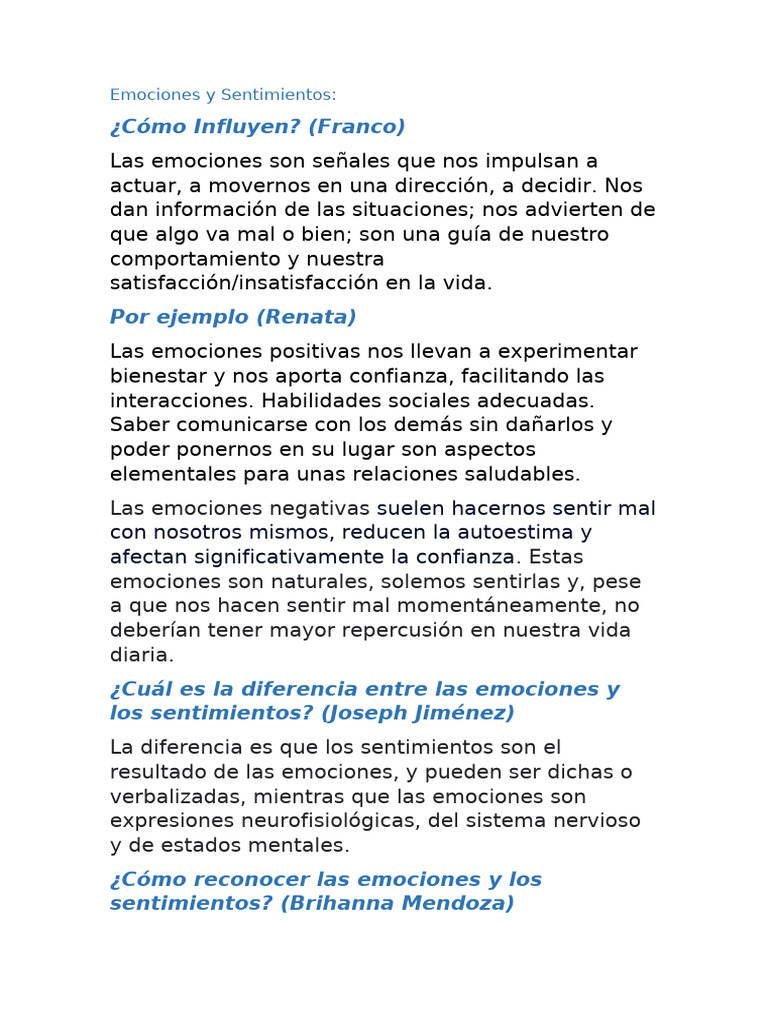 Emociones y Sentimientos | PDF | Las emociones | Comportamiento