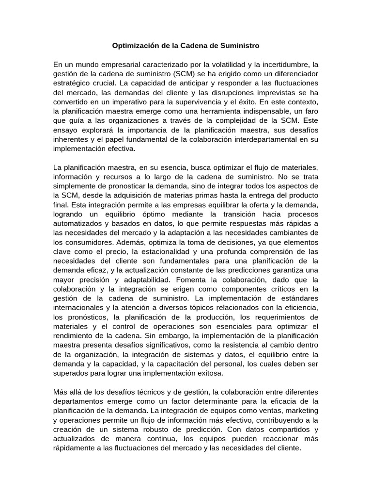 Optimización de la Cadena de Suministro | PDF | Cadena de suministro ...