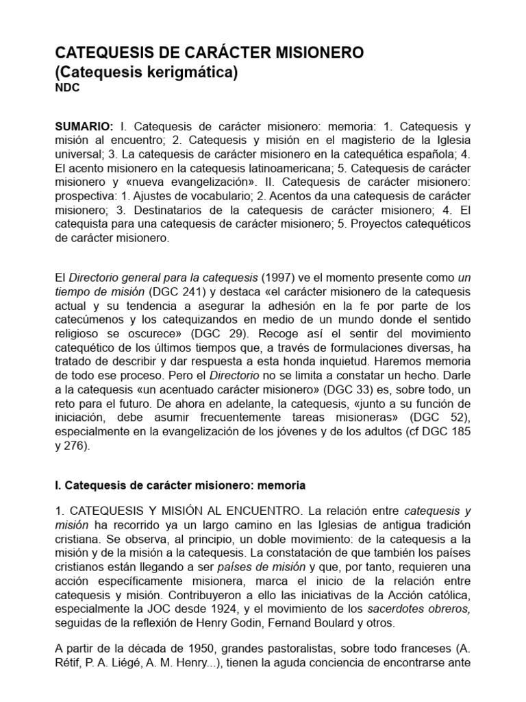 Catequesis Misionera: Retos y Perspectivas | PDF | Misionero | Iglesia ...