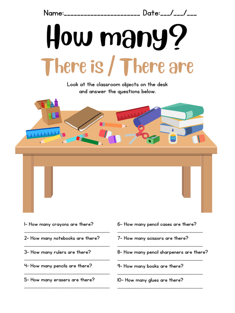 Counting Classroom Objects Worksheet | PDF | Writing Implements | Graphite