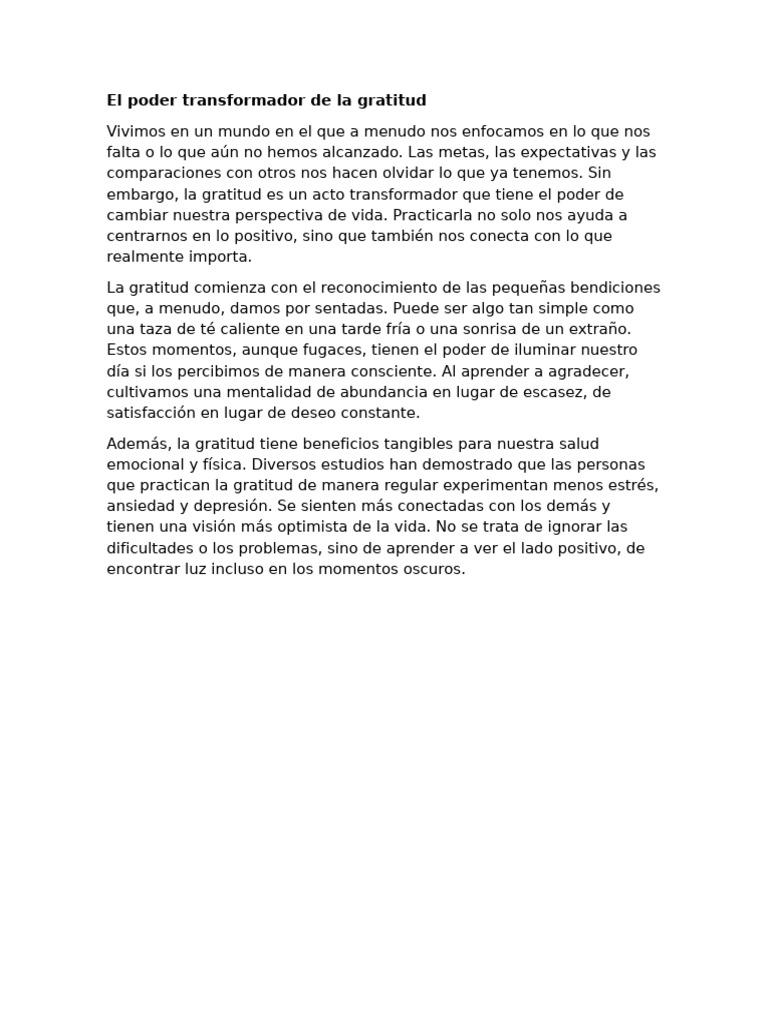 El poder transformador de la gratitud | PDF