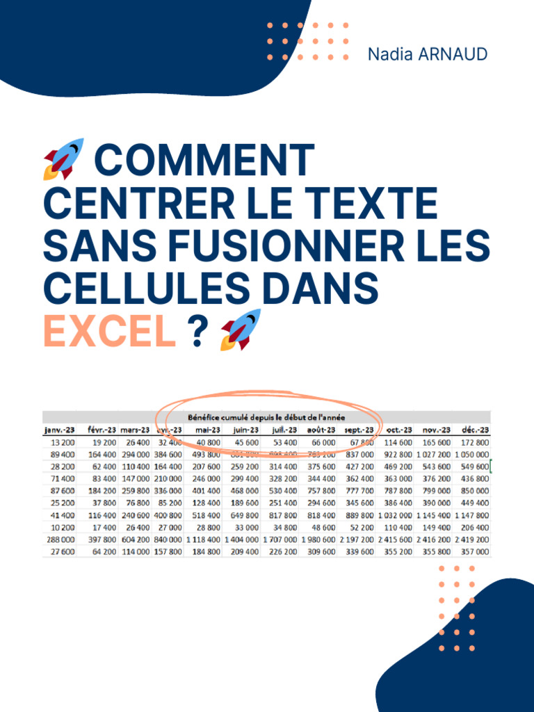 Centrer du texte sans fusionner sur Excel | PDF