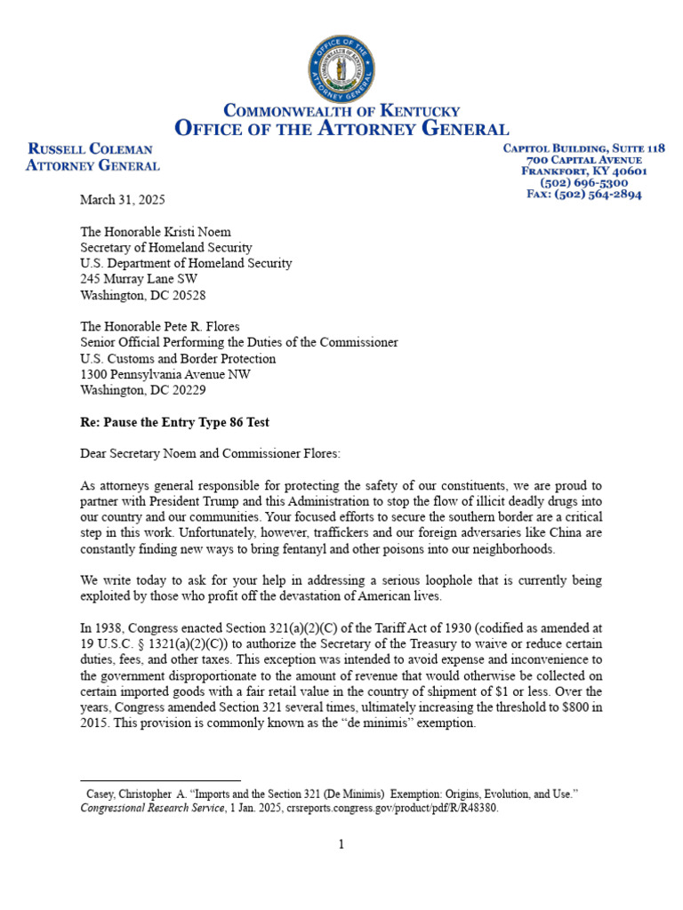 Pause Entry Type 86 to Combat Drug Trafficking | PDF | U.S. Customs And ...