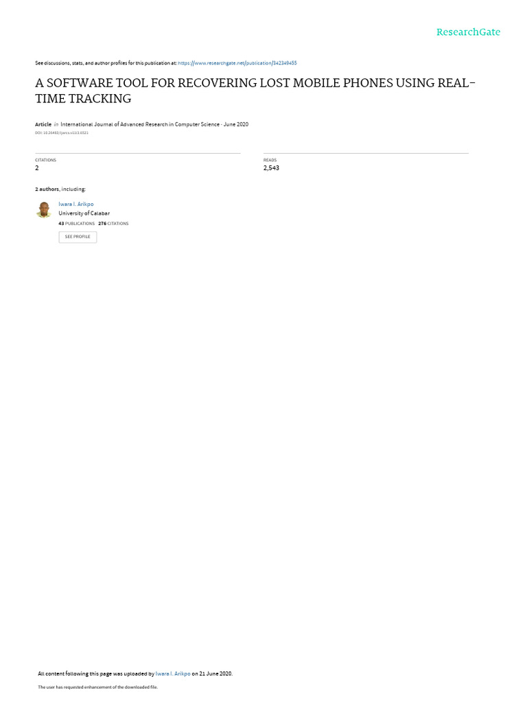 Real-Time Mobile Phone Recovery Tool | PDF | Mobile Phones | Telephone
