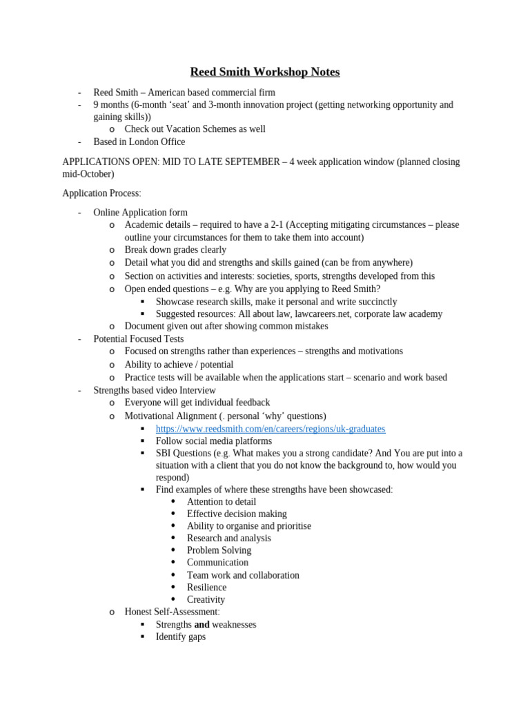 Reed Smith Application and Interview Guide | PDF | Cognitive Science ...