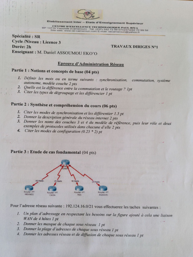 Admin Réseau Fiche de TD 1 | PDF