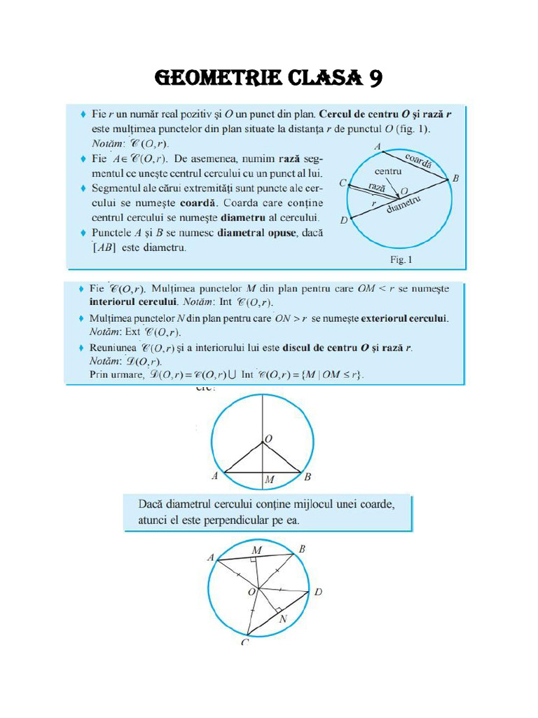 Geometrie Clasa 9 | PDF