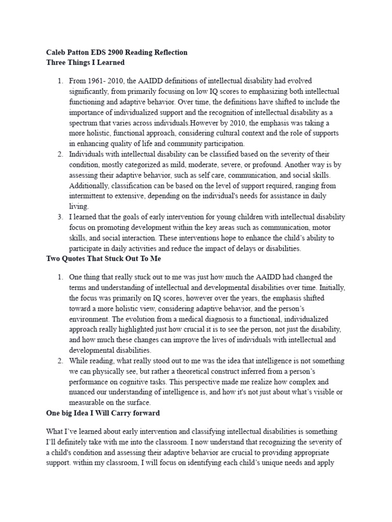 Caleb Patton EDS 2900 Reading Reflection | PDF | Intellectual ...