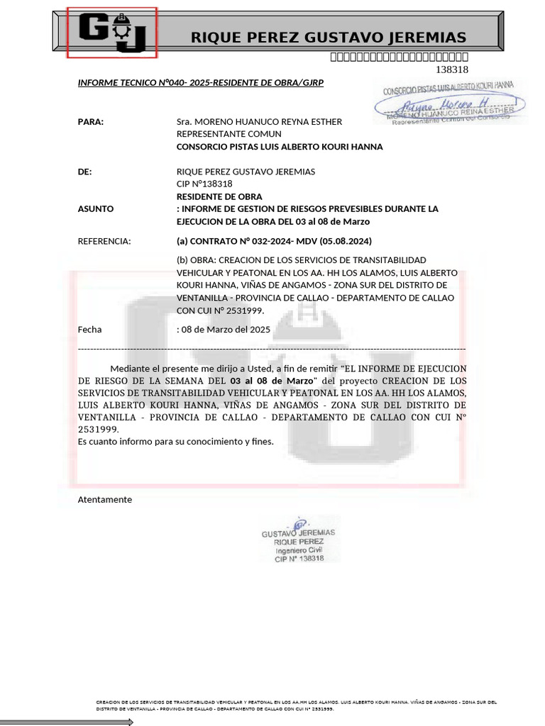 Informe De Riesgo 03 08 Marzo Pdf Riesgo Seguridad Y Salud