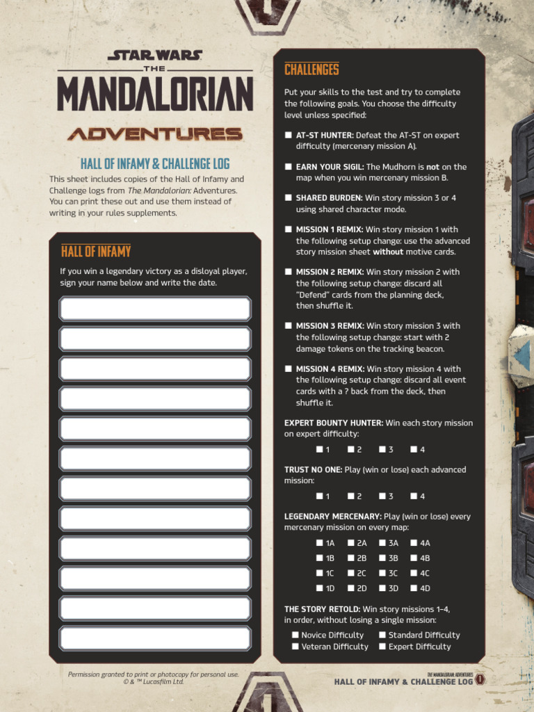 UG05+Hall+of+Infamy++Challenge+Log+and+Rules+Suppliments | PDF