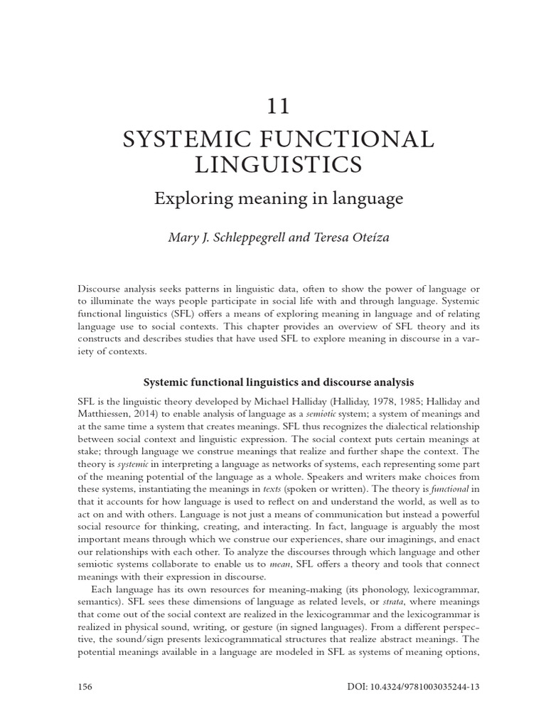 Systemic Functional Linguistics Overview | PDF | Linguistics | Human ...