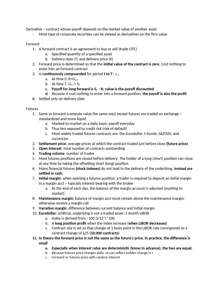 Derivatives Final Notes | PDF | Greeks (Finance) | Swap (Finance)