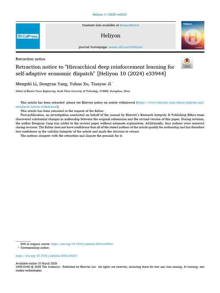 Retraction of Reinforcement Learning Paper | PDF
