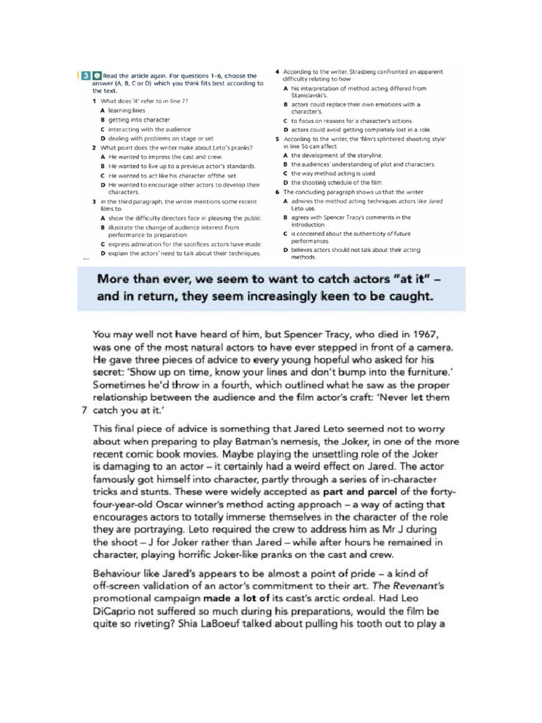 Unit 6 Reading Comprehension C1 | PDF