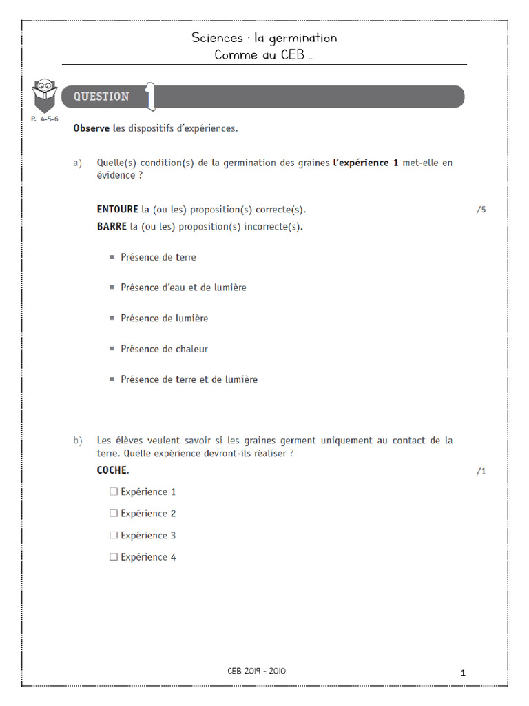 Germination : Guide CEB 2019-2010 | PDF